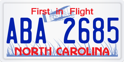 NC license plate ABA2685