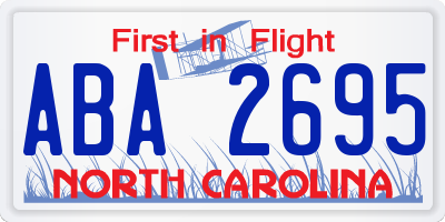 NC license plate ABA2695