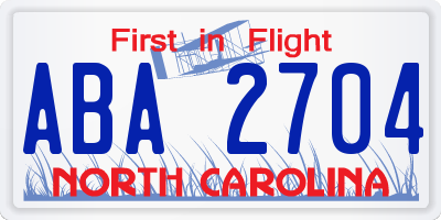 NC license plate ABA2704