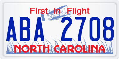 NC license plate ABA2708