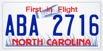 NC license plate ABA2716