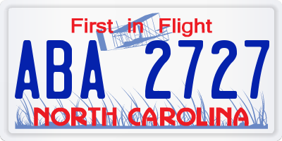 NC license plate ABA2727