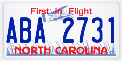 NC license plate ABA2731