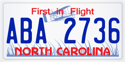 NC license plate ABA2736