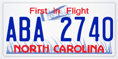 NC license plate ABA2740