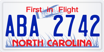 NC license plate ABA2742