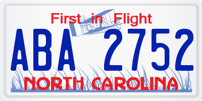NC license plate ABA2752