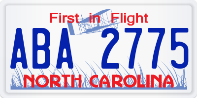NC license plate ABA2775