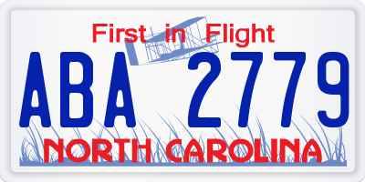NC license plate ABA2779
