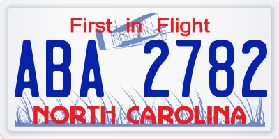 NC license plate ABA2782