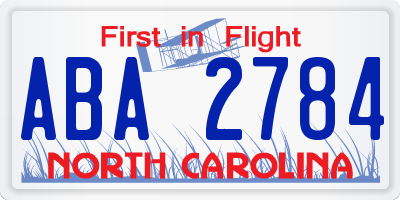NC license plate ABA2784
