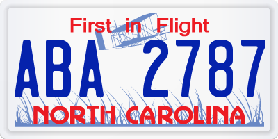 NC license plate ABA2787