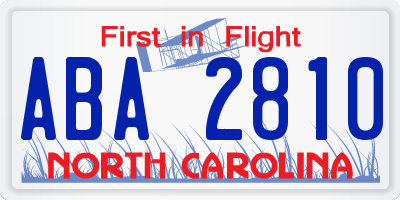 NC license plate ABA2810