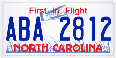 NC license plate ABA2812