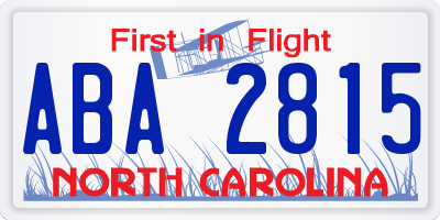 NC license plate ABA2815