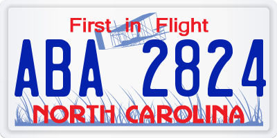 NC license plate ABA2824