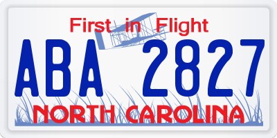 NC license plate ABA2827