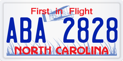 NC license plate ABA2828