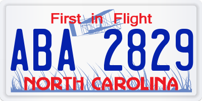 NC license plate ABA2829