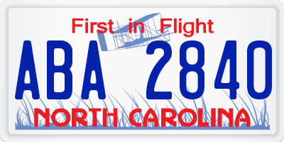 NC license plate ABA2840