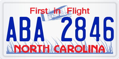 NC license plate ABA2846