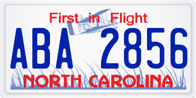 NC license plate ABA2856