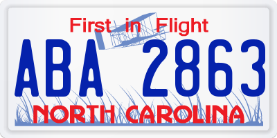 NC license plate ABA2863
