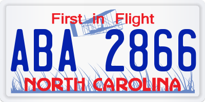 NC license plate ABA2866