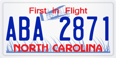 NC license plate ABA2871