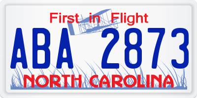 NC license plate ABA2873