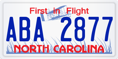 NC license plate ABA2877