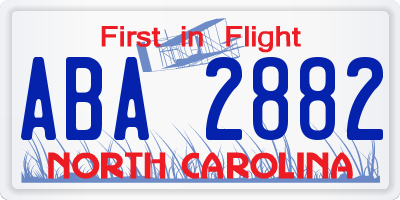 NC license plate ABA2882