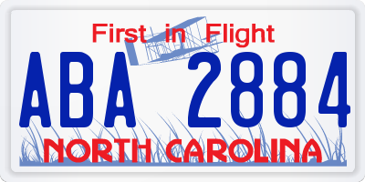 NC license plate ABA2884