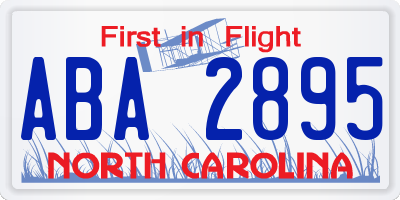 NC license plate ABA2895