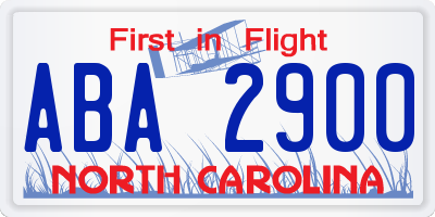 NC license plate ABA2900