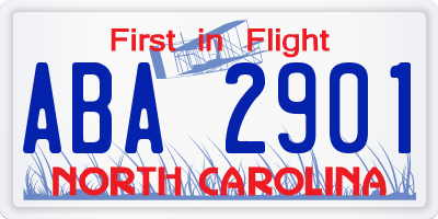 NC license plate ABA2901