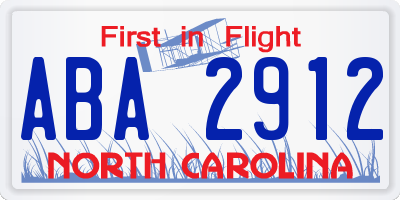 NC license plate ABA2912