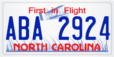 NC license plate ABA2924