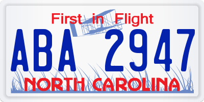 NC license plate ABA2947