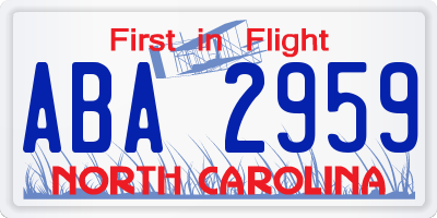 NC license plate ABA2959