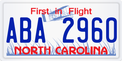NC license plate ABA2960