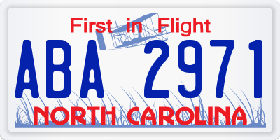 NC license plate ABA2971