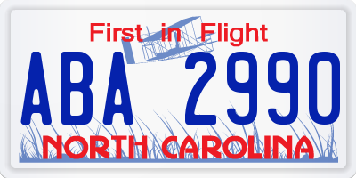 NC license plate ABA2990