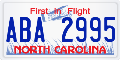 NC license plate ABA2995