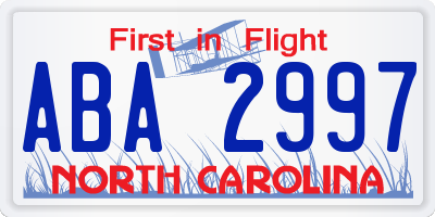 NC license plate ABA2997