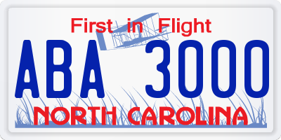 NC license plate ABA3000