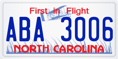 NC license plate ABA3006