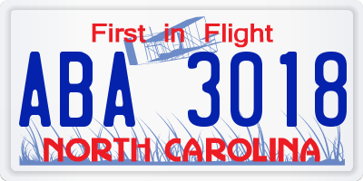 NC license plate ABA3018