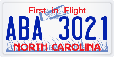 NC license plate ABA3021