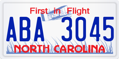 NC license plate ABA3045